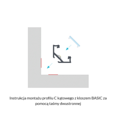 Profil LUMINES Typ C Kątowy Narożny 45st/45st sreb