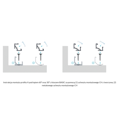 Profil LUMINES Typ H Kątowy Narożny 30st/60st sreb