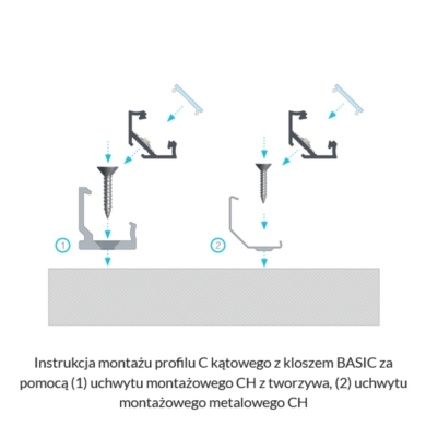 Profil LUMINES Typ C Kątowy Narożny 45st/45st sreb