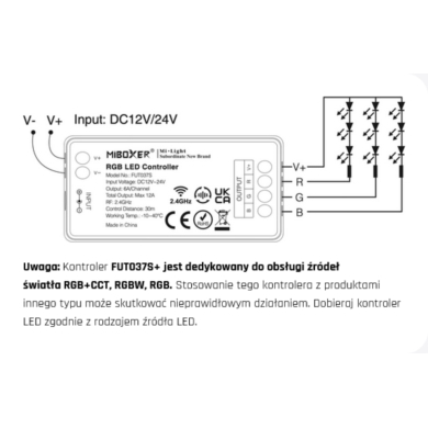 Kontroler Sterownik Taśm LED RGBW CCT 12A FUT037S+