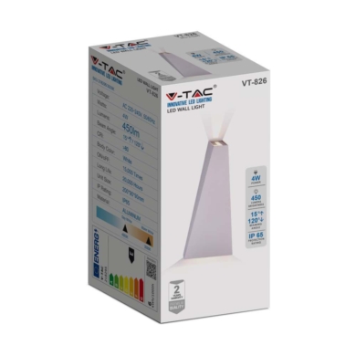 Kinkiet V-TAC SKU218296 VT-826-W-N 4000K 4W 476lm