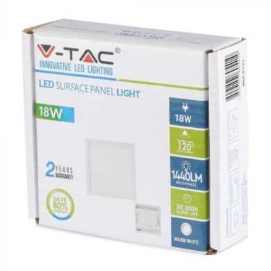 Panel V-TAC SKU4919 VT-1805SQ 3000K 18W 1500lm
