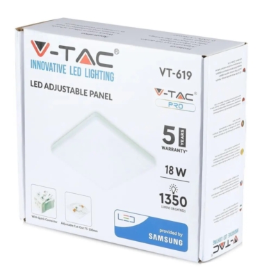 Panel V-TAC SKU736 VT-619SQ 3000K 18W 1350lm