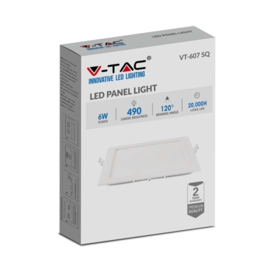 Panel V-TAC SKU214865 VT-607 6400K 6W 490lm