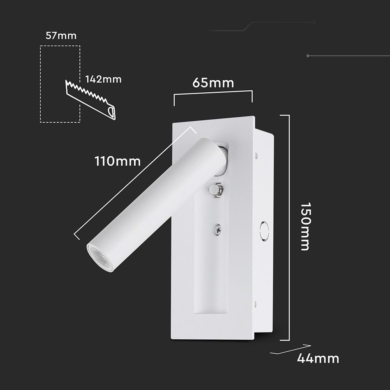 Oprawa V-TAC SKU239986 VT-88061-W 3000K 2W 76lm