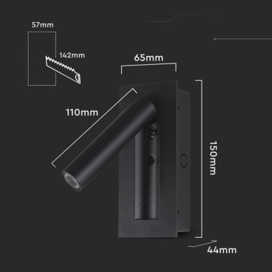 Oprawa V-TAC SKU239996 VT-88061-B 3000K 2W 76lm