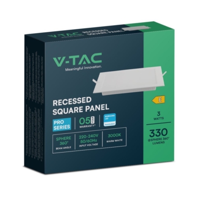 Panel V-TAC SKU104771 VT-61003SQ-S 3000K 3W 330lm