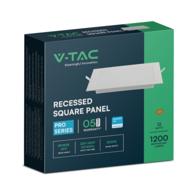 Panel V-TAC SKU104831 VT-61012SQ-S 3000K 12W 1200l