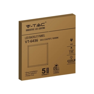 Panel V-TAC SKU216706 VT-6436 4000K 36W 4320lm