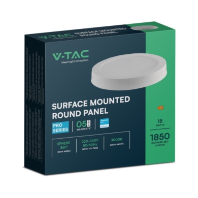 Panel V-TAC SKU78761 VT-60018RD-S 3000K 18W 1850lm