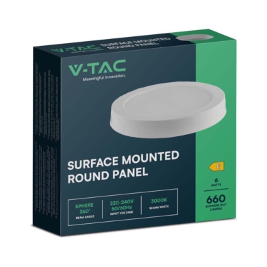 Panel V-TAC SKU7872 VT-60006 6500K 6W 660lm