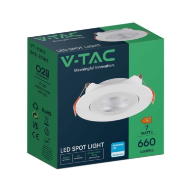 Oczko V-TAC SKU23184 VT-7007 6400K 7W 660lm