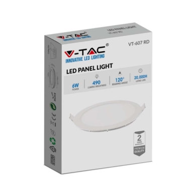 Panel V-TAC SKU214855 VT-607 4000K 6W 490lm