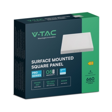 Panel V-TAC SKU104941 VT-60006SQ-S 6500K 6W 660lm