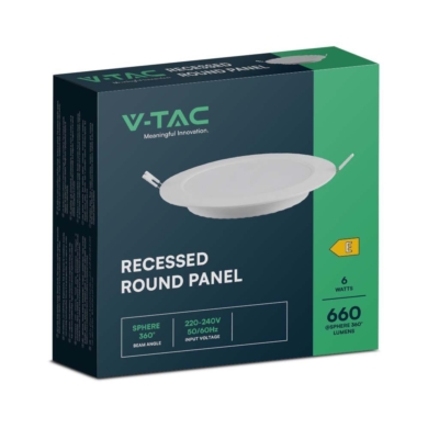 Panel V-TAC SKU7858 VT-61006 3000K 6W 660lm