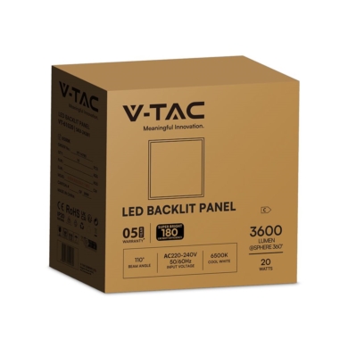 Panel V-TAC SKU24281 VT-61020 6500K 20W 3600lm