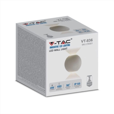 Kinkiet V-TAC SKU218301 VT-836 3000K 4W 450lm