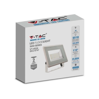 Naświetlacz V-TAC SKU6748 VT-4934-W 6500K 30W 2510