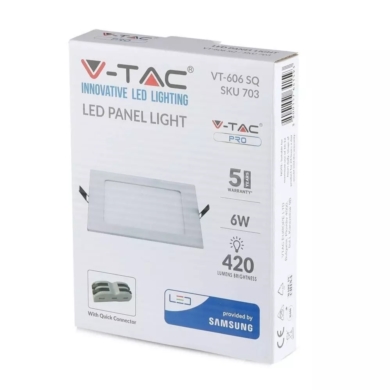 Panel V-TAC SKU703 VT-606SQ 3000K 6W 420lm